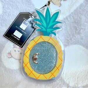 NEW Disney Stitch Bioworld Blue Glitter Sparkly Wallet in Pineapple Case